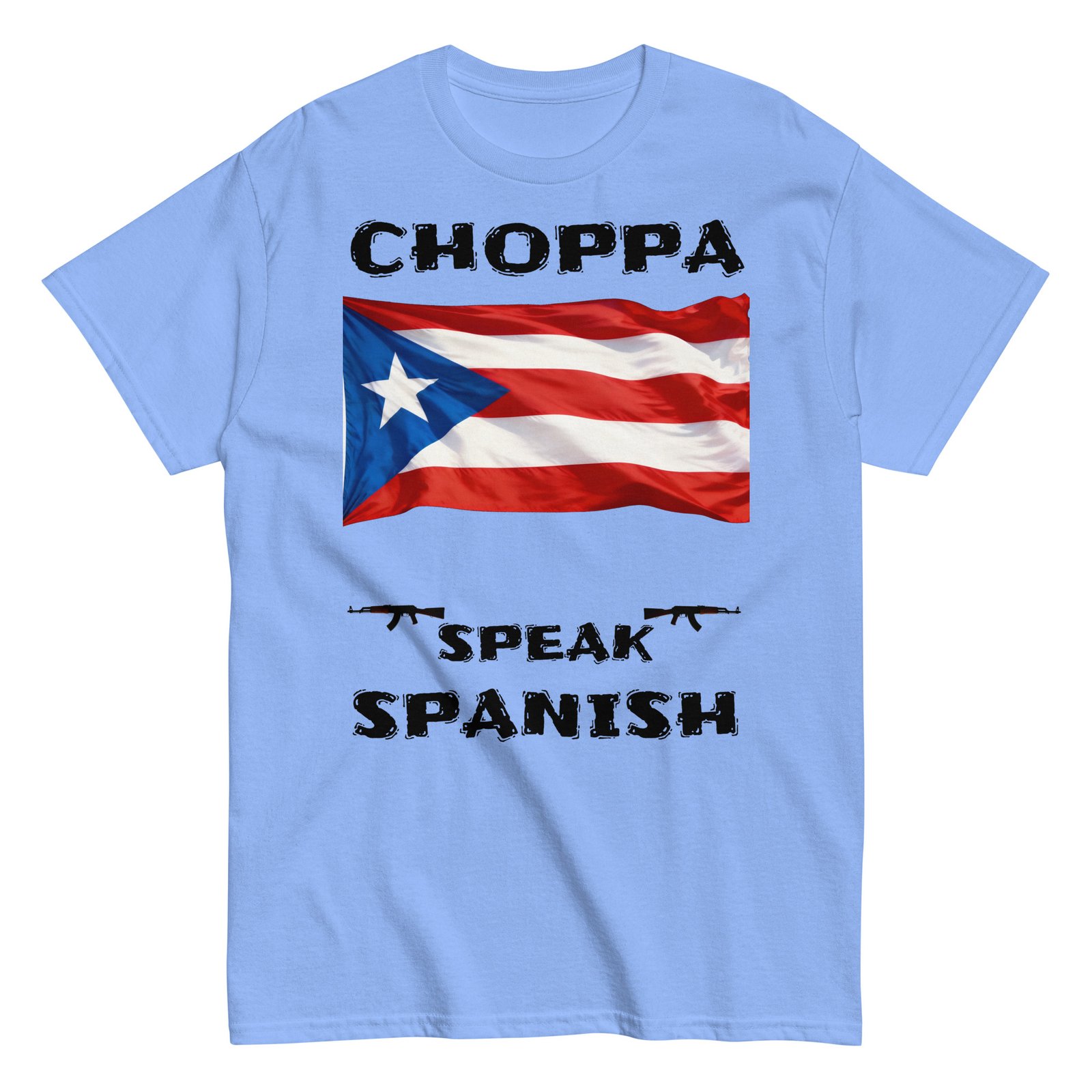 Puerto Rican flag choppa speak Spanish black text - Image 3