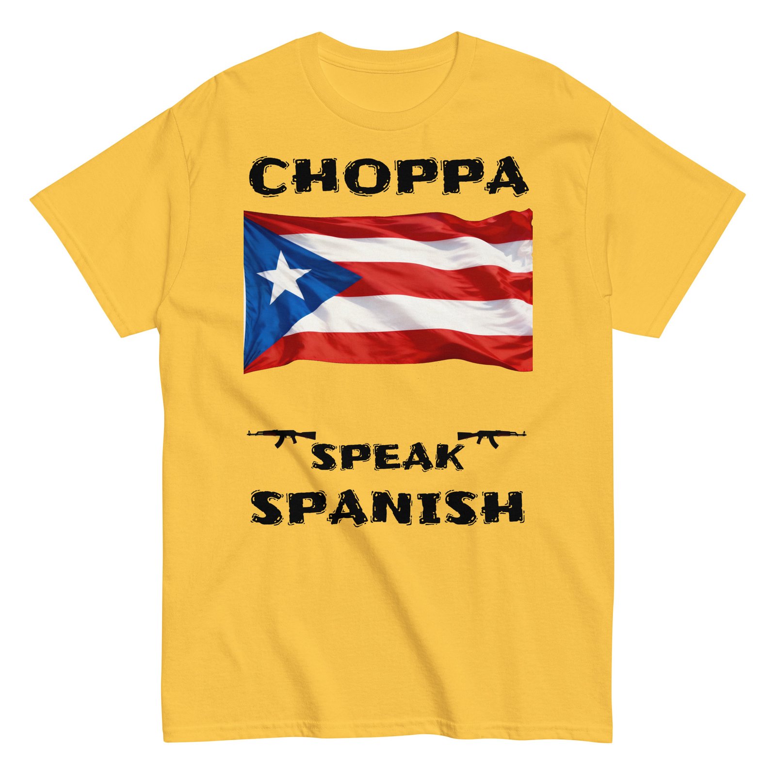 Puerto Rican flag choppa speak Spanish black text - Image 7