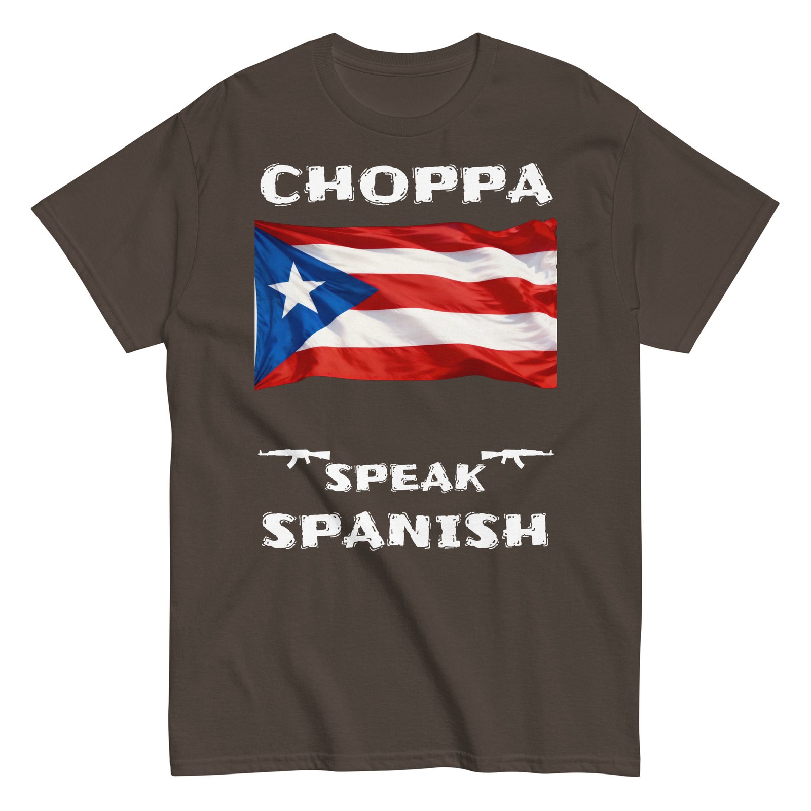 Puerto Rican flag choppa speak Spanish white text - Image 7