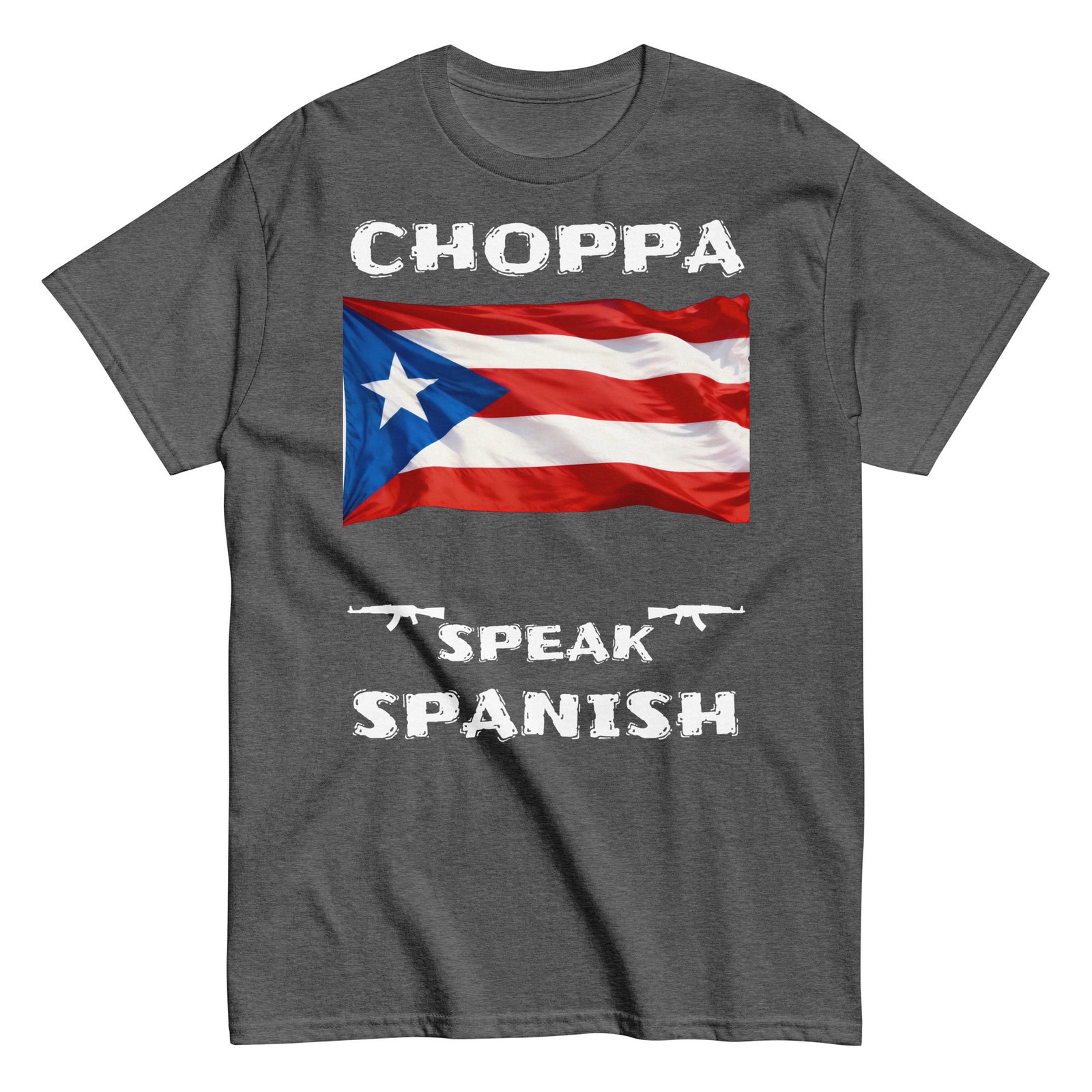 Puerto Rican flag choppa speak Spanish white text - Image 8