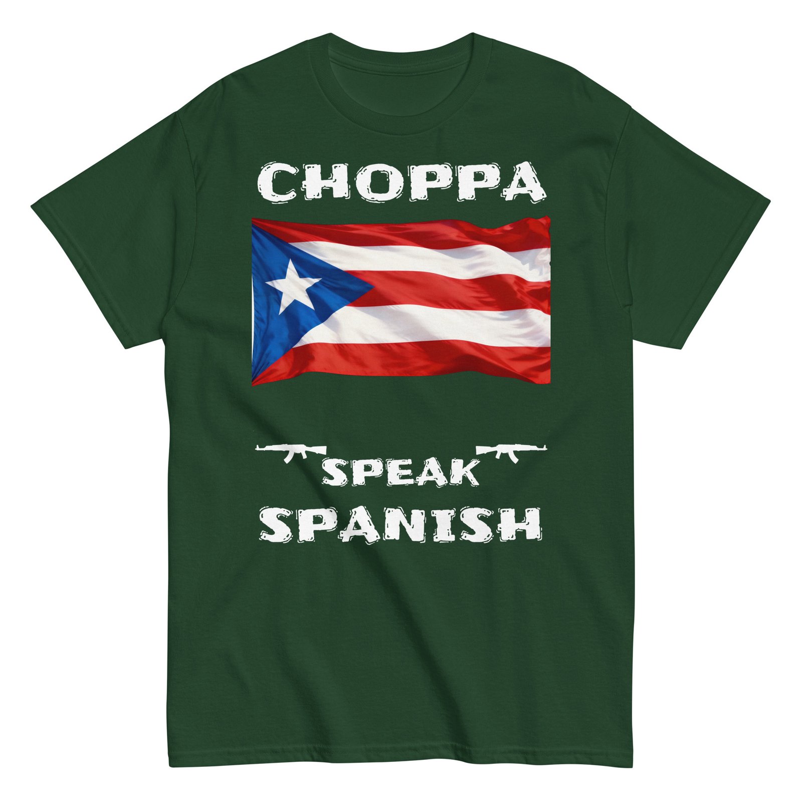 Puerto Rican flag choppa speak Spanish white text - Image 6