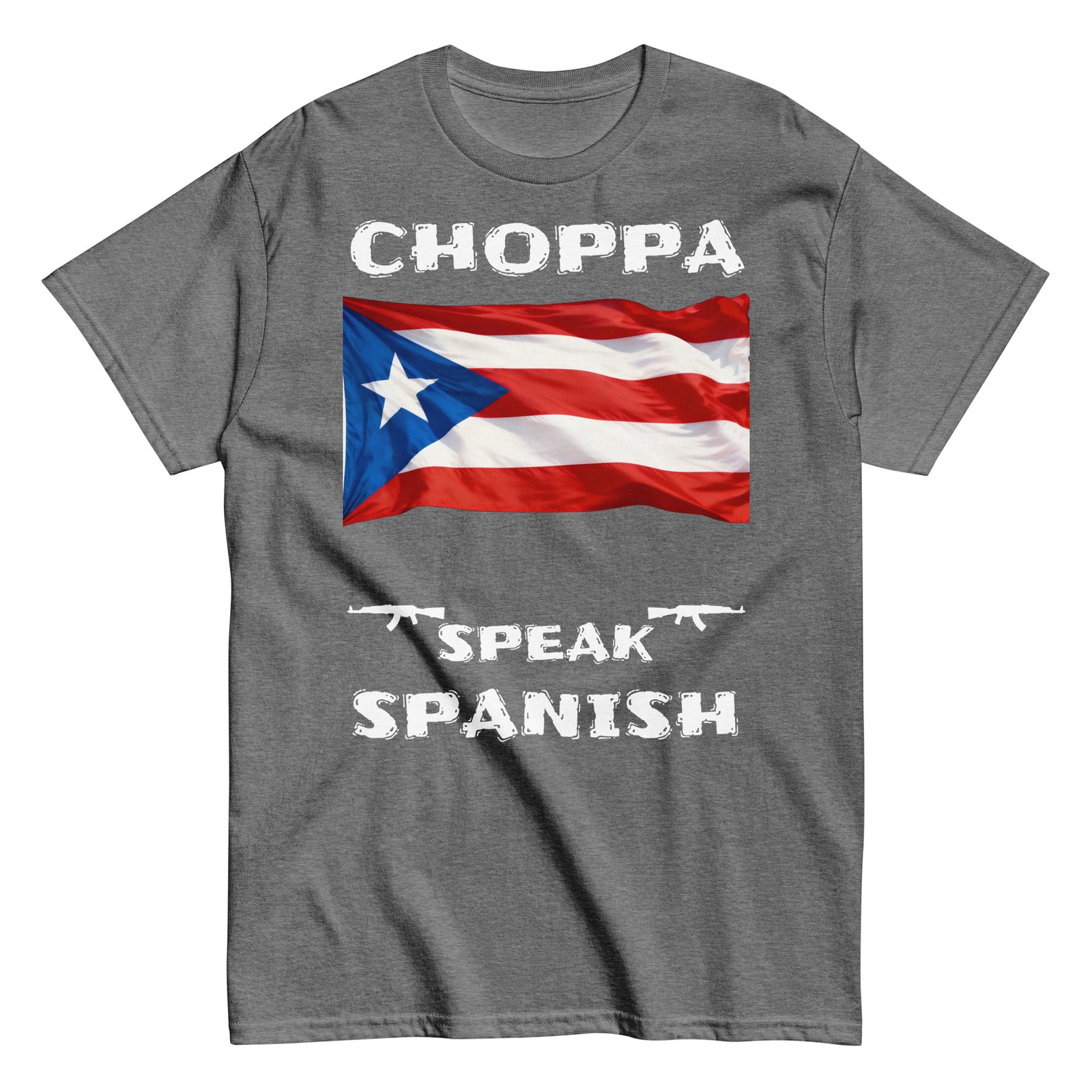 Puerto Rican flag choppa speak Spanish white text - Image 9