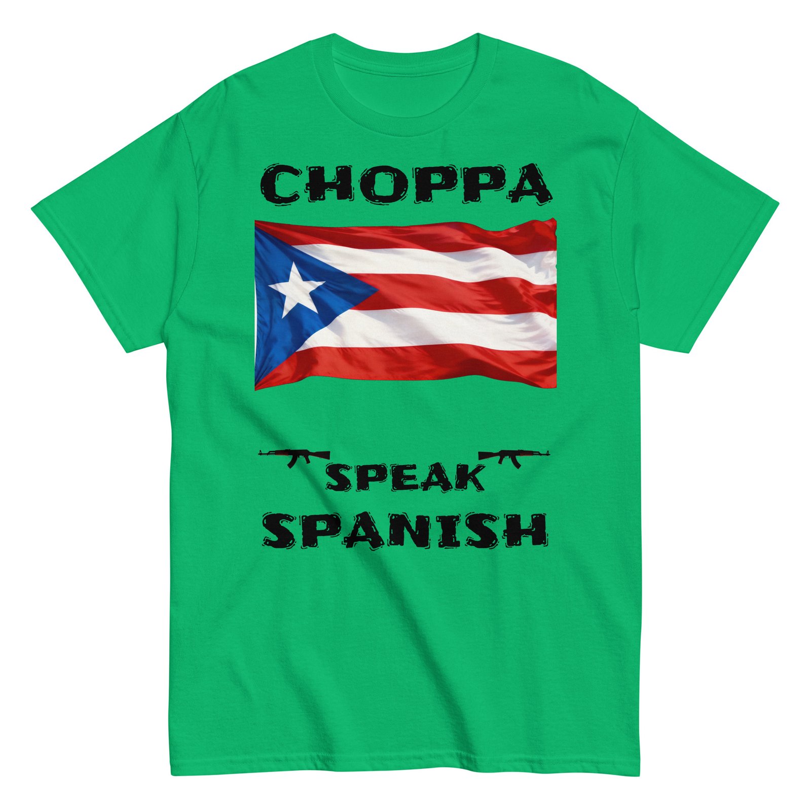 Puerto Rican flag choppa speak Spanish black text - Image 2