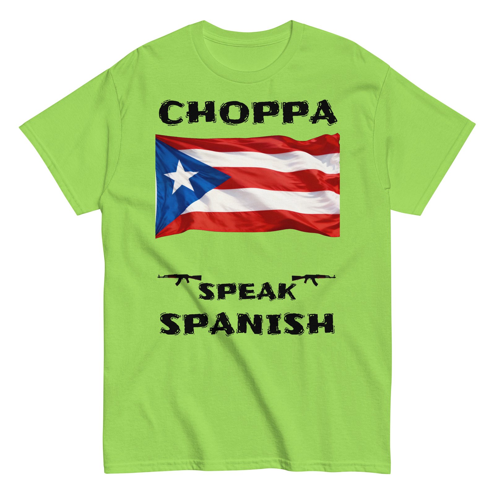 Puerto Rican flag choppa speak Spanish black text - Image 6