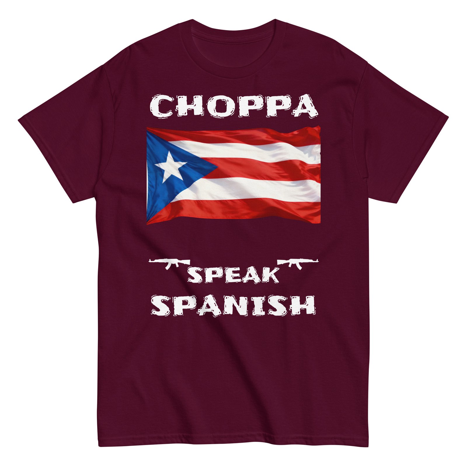 Puerto Rican flag choppa speak Spanish white text - Image 2