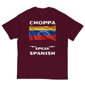 Venezuelan flag shop speak Spanish white text