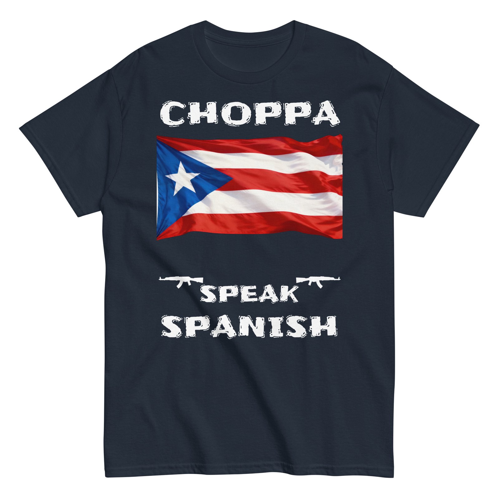 Puerto Rican flag choppa speak Spanish white text - Image 3