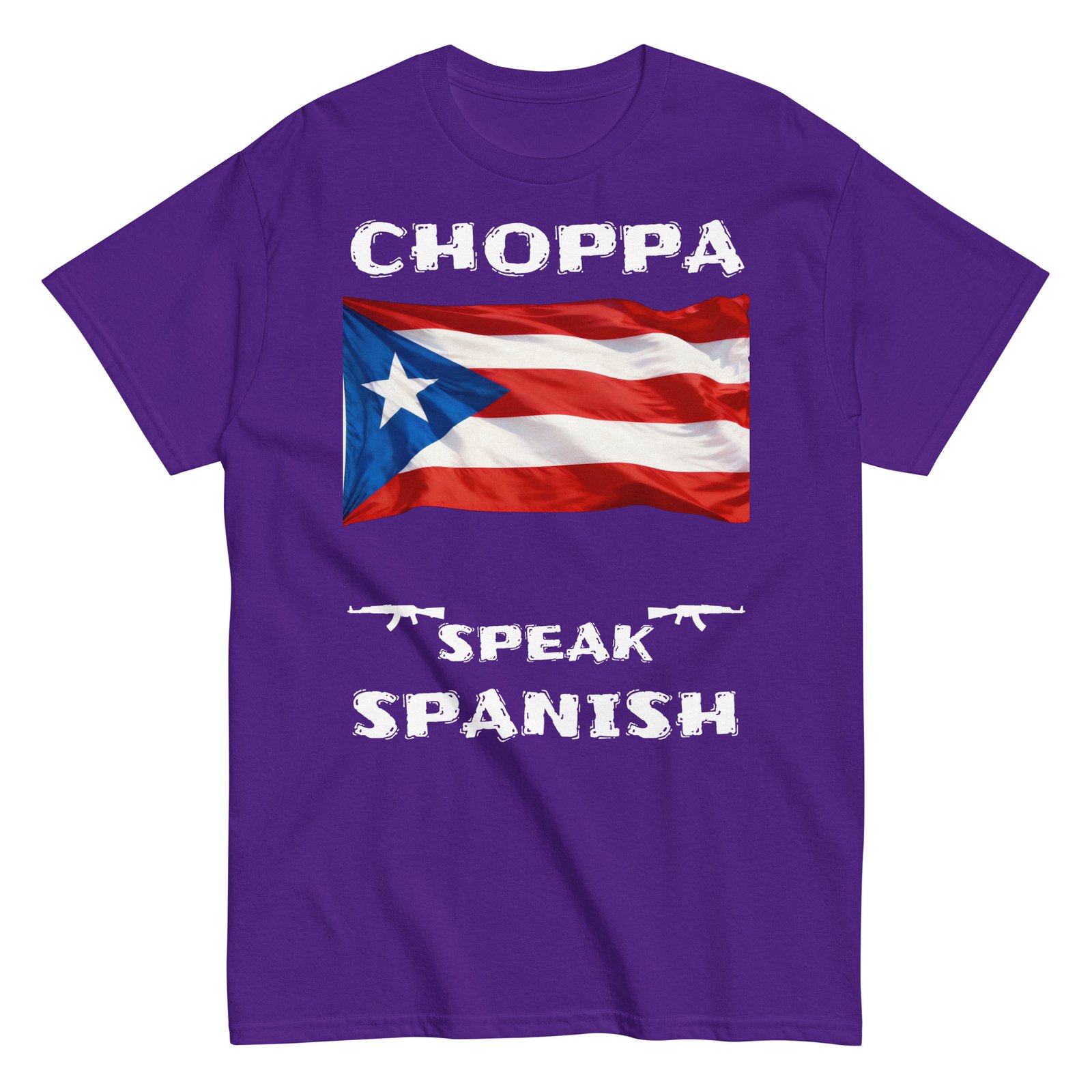 Puerto Rican flag choppa speak Spanish white text - Image 4