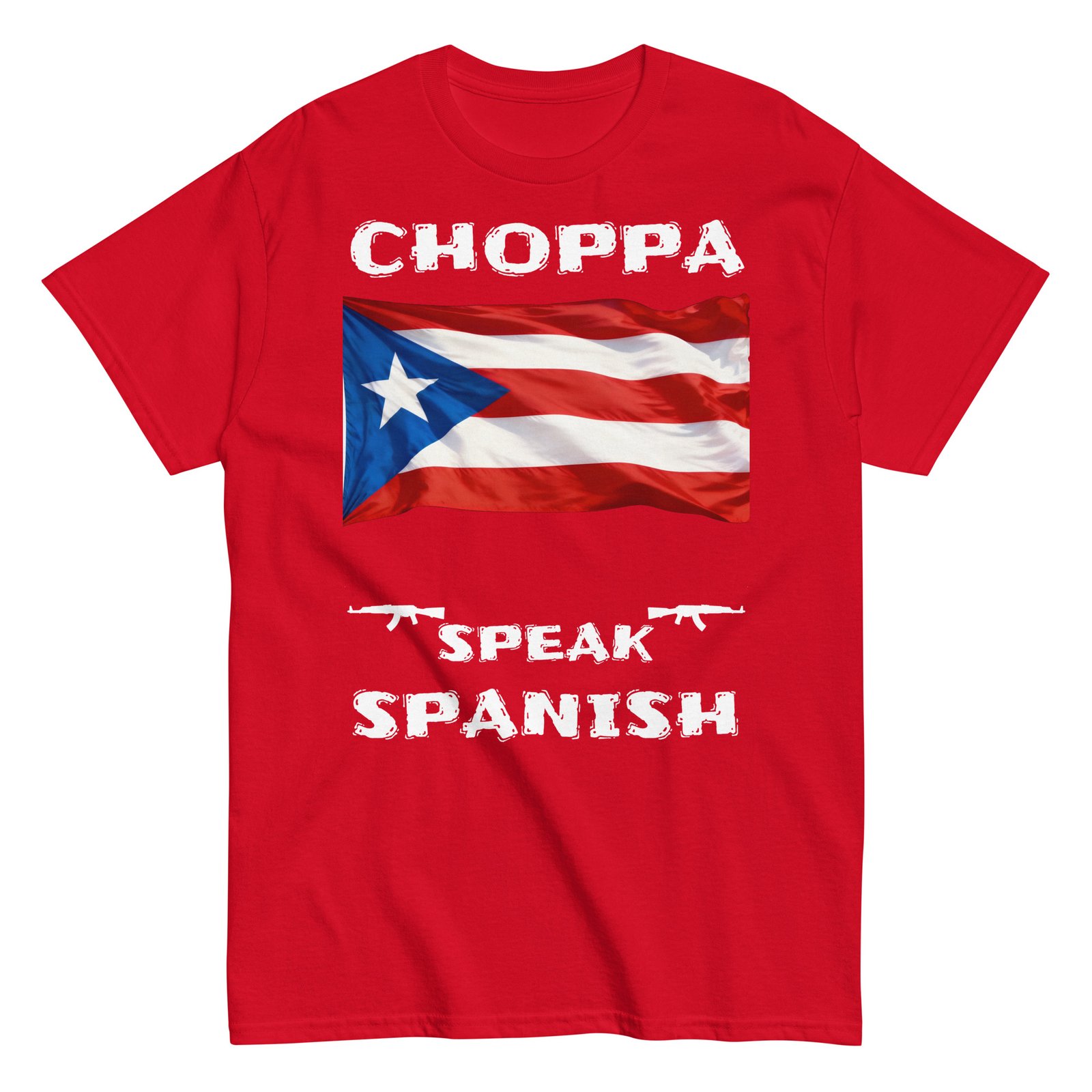 Puerto Rican flag choppa speak Spanish white text - Image 5