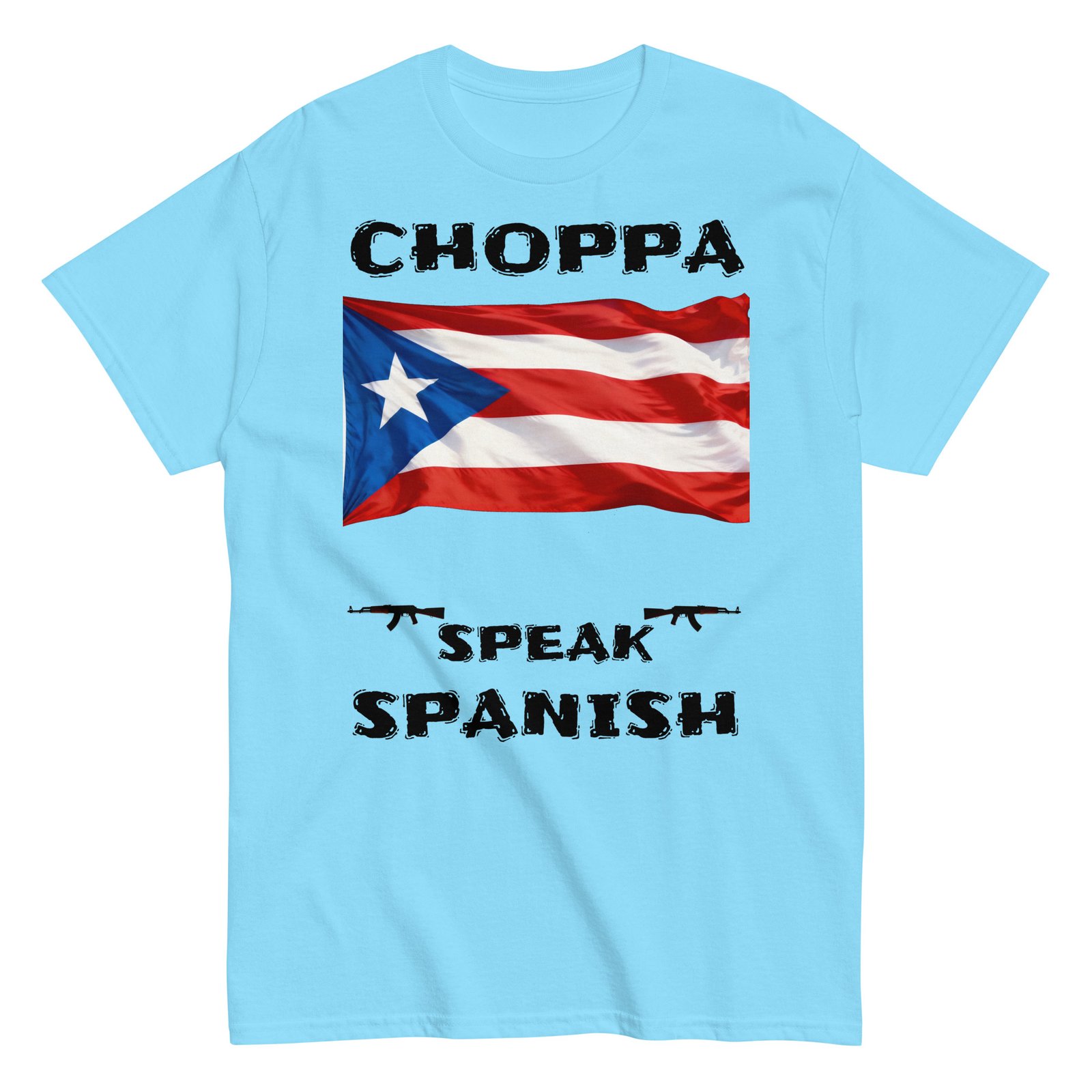 Puerto Rican flag choppa speak Spanish black text - Image 8