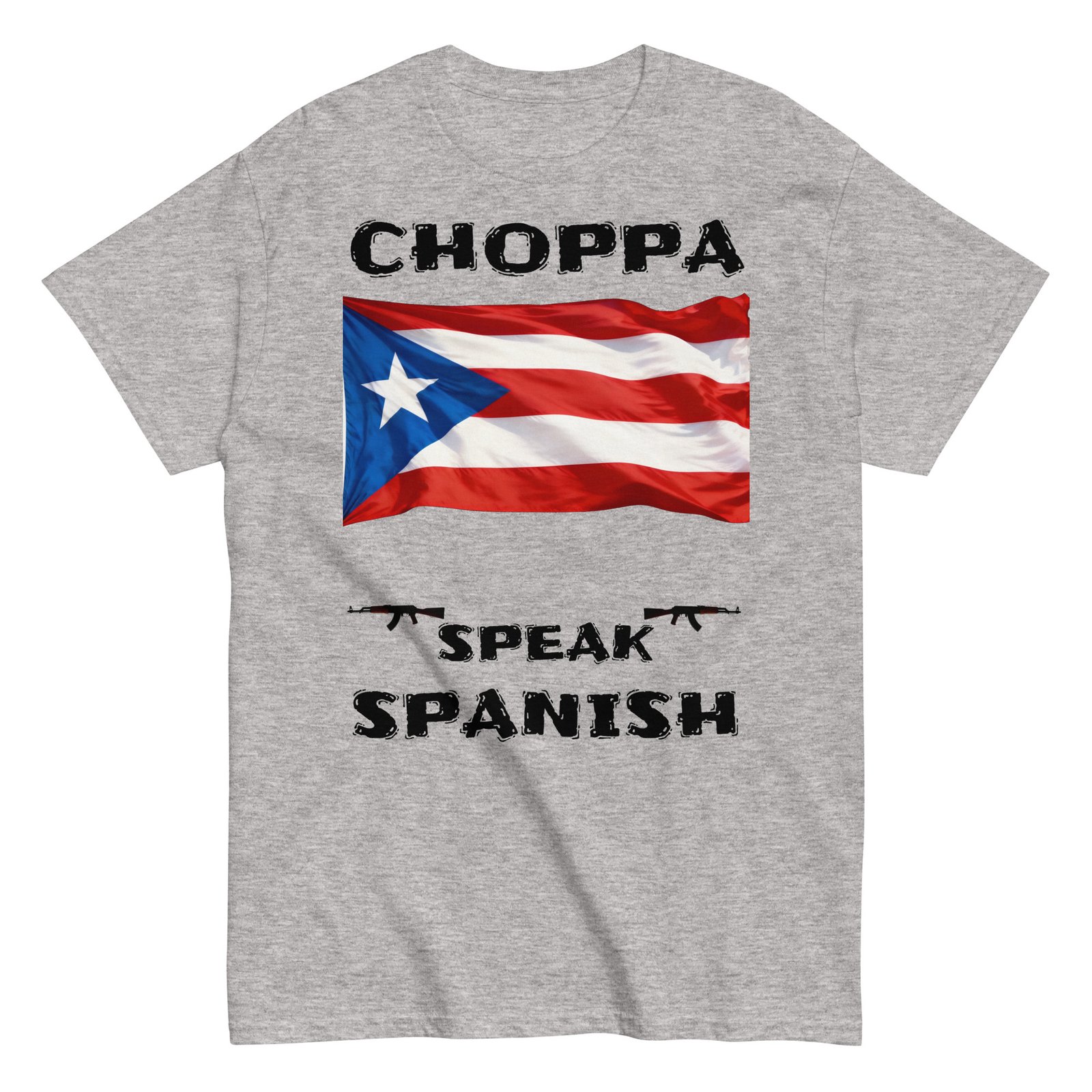 Puerto Rican flag choppa speak Spanish black text - Image 4